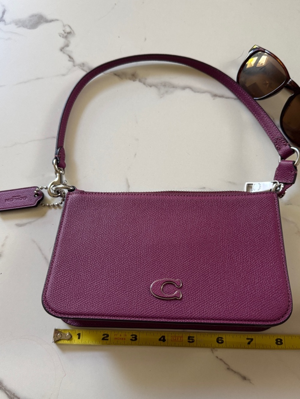 Coach Small Pebbled Crossgrain Leather Mini Shoulder Bag in Deep Plum